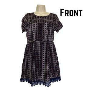 Navy Blue Patterned Summer Dress